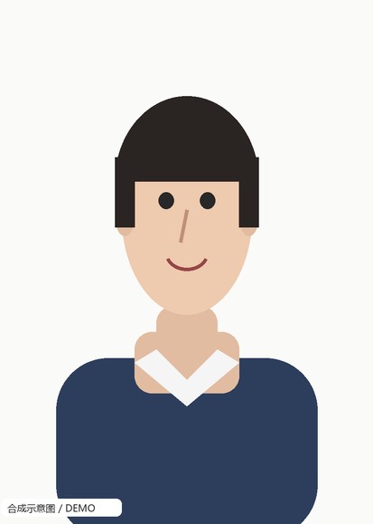 2 寸白底证件照示意